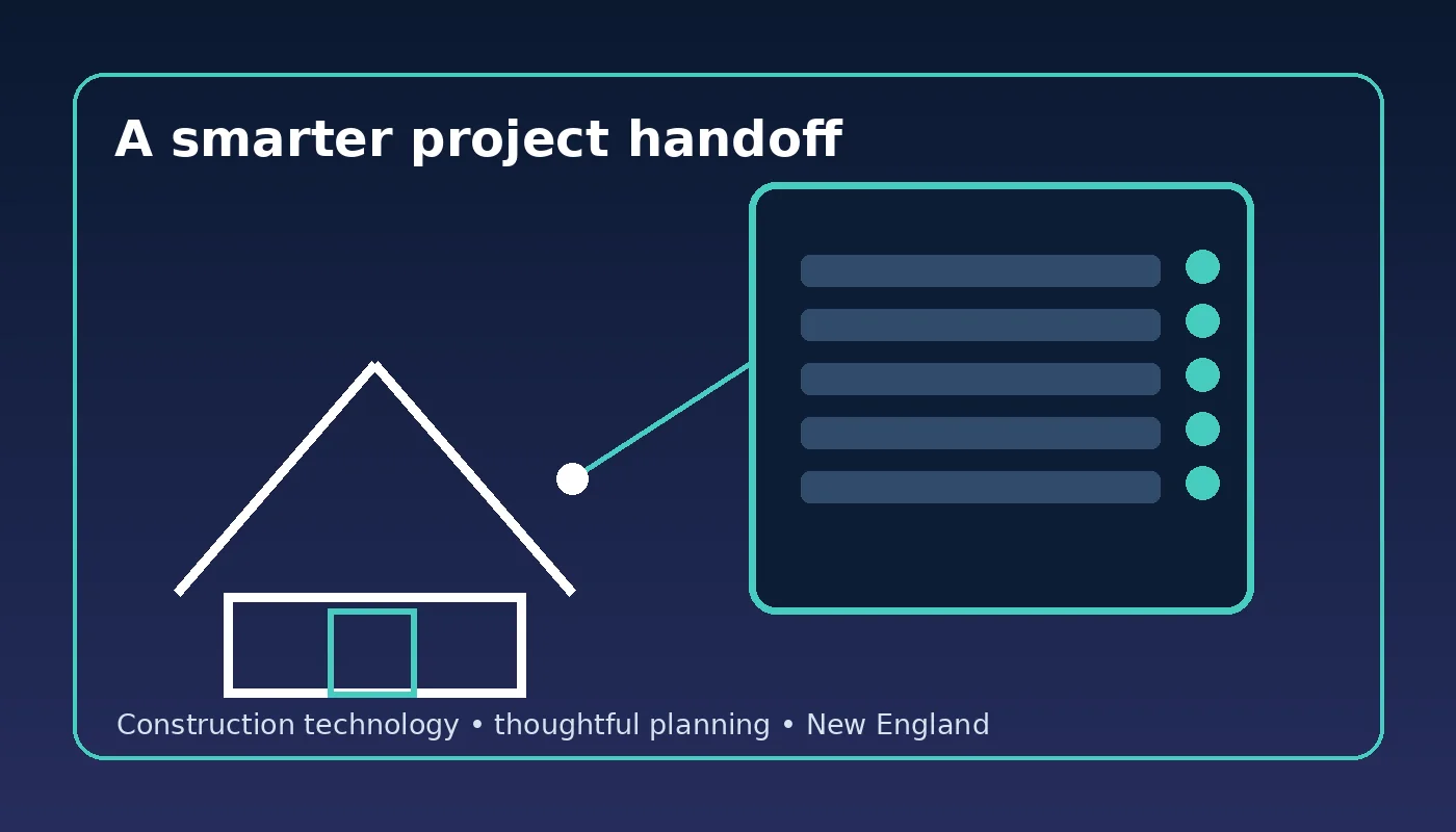 Construction technology illustration showing project documentation and field verification